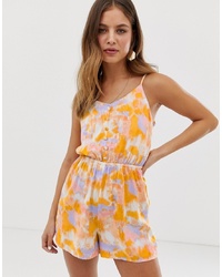 Разноцветный комбинезон с шортами с принтом тай-дай