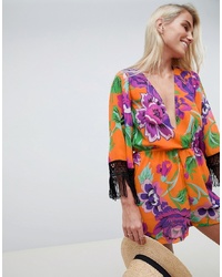 Разноцветный комбинезон с шортами с цветочным принтом от ASOS DESIGN