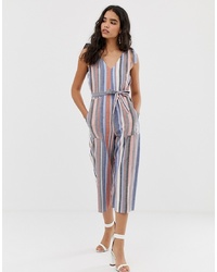 Разноцветный льняной комбинезон