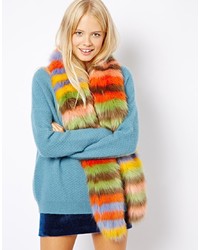 Женский разноцветный меховой шарф от Asos