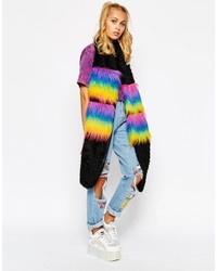 Женский разноцветный меховой шарф