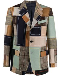Мужской разноцветный пиджак в стиле пэчворк от Bode