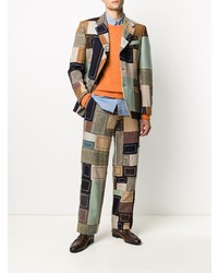 Мужской разноцветный пиджак в стиле пэчворк от Bode