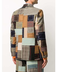 Мужской разноцветный пиджак в стиле пэчворк от Bode