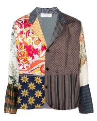 Мужской разноцветный пиджак в стиле пэчворк от Marine Serre
