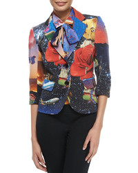 Разноцветный пиджак с принтом