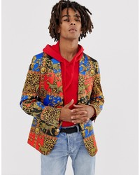 Мужской разноцветный пиджак с принтом от ASOS DESIGN