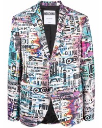 Мужской разноцветный пиджак с принтом от Moschino