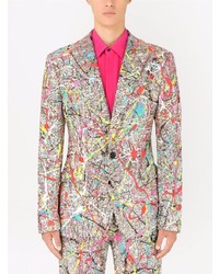 Мужской разноцветный пиджак с принтом от Dolce & Gabbana