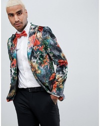 Мужской разноцветный пиджак с цветочным принтом от Devils Advocate