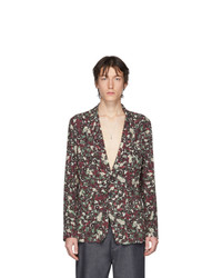 Мужской разноцветный пиджак с цветочным принтом от Dries Van Noten