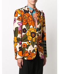 Мужской разноцветный пиджак с цветочным принтом от Walter Van Beirendonck