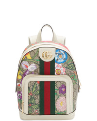 Женский разноцветный рюкзак из плотной ткани с цветочным принтом от Gucci