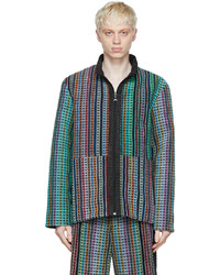 Разноцветный свитер на молнии в клетку