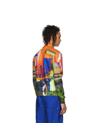 Мужской разноцветный свитер на молнии с принтом от Prada