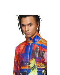 Мужской разноцветный свитер на молнии с принтом от Prada