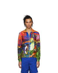 Мужской разноцветный свитер на молнии с принтом от Prada