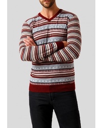Мужской разноцветный свитер с v-образным вырезом с жаккардовым узором от FiNN FLARE