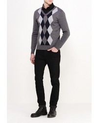 Мужской разноцветный свитер с v-образным вырезом от Blue Fashion