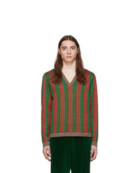 Мужской разноцветный свитер с v-образным вырезом от Gucci