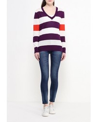 Женский разноцветный свитер с v-образным вырезом от Lacoste