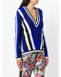 Женский разноцветный свитер с v-образным вырезом от Fiorucci