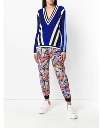 Женский разноцветный свитер с v-образным вырезом от Fiorucci