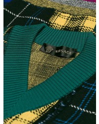 Мужской разноцветный свитер с v-образным вырезом от Versace