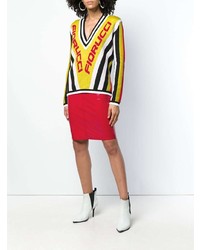 Женский разноцветный свитер с v-образным вырезом от Fiorucci