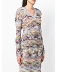 Женский разноцветный свитер с v-образным вырезом от Missoni