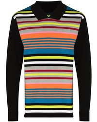 Мужской разноцветный свитер с воротником поло в горизонтальную полоску от AG