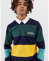 Мужской разноцветный свитер с воротником поло в горизонтальную полоску от Billionaire Boys Club