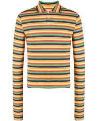 Мужской разноцветный свитер с воротником поло в горизонтальную полоску от ERL