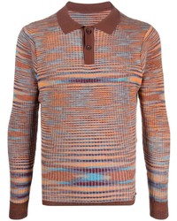 Мужской разноцветный свитер с воротником поло в горизонтальную полоску от Jacquemus