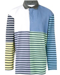 Мужской разноцветный свитер с воротником поло в горизонтальную полоску от JW Anderson