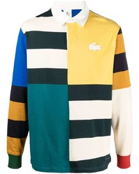 Мужской разноцветный свитер с воротником поло в горизонтальную полоску от Lacoste