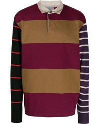 Мужской разноцветный свитер с воротником поло в горизонтальную полоску от Lanvin