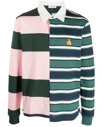 Мужской разноцветный свитер с воротником поло в горизонтальную полоску от Lanvin