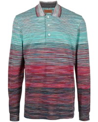 Мужской разноцветный свитер с воротником поло в горизонтальную полоску от Missoni