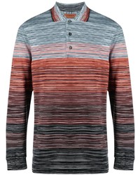 Мужской разноцветный свитер с воротником поло в горизонтальную полоску от Missoni