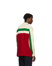 Мужской разноцветный свитер с воротником поло в горизонтальную полоску от Gucci