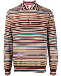Мужской разноцветный свитер с воротником поло в горизонтальную полоску от Paul Smith