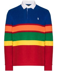Мужской разноцветный свитер с воротником поло в горизонтальную полоску от Polo Ralph Lauren