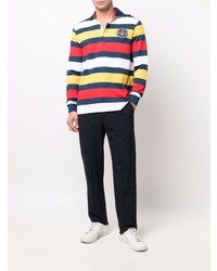 Мужской разноцветный свитер с воротником поло в горизонтальную полоску от Paul & Shark