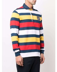 Мужской разноцветный свитер с воротником поло в горизонтальную полоску от Paul & Shark