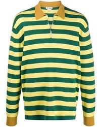 Мужской разноцветный свитер с воротником поло в горизонтальную полоску от Sunnei