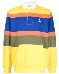 Разноцветный свитер с воротником поло с вышивкой