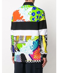 Мужской разноцветный свитер с воротником поло с принтом от Versace