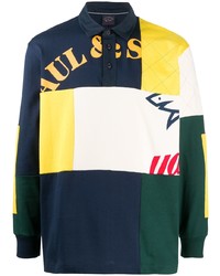 Мужской разноцветный свитер с воротником поло с принтом от Paul & Shark