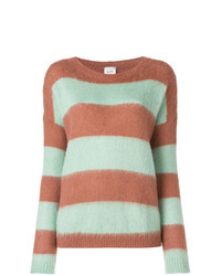Женский разноцветный свитер с круглым вырезом в горизонтальную полоску от Alysi